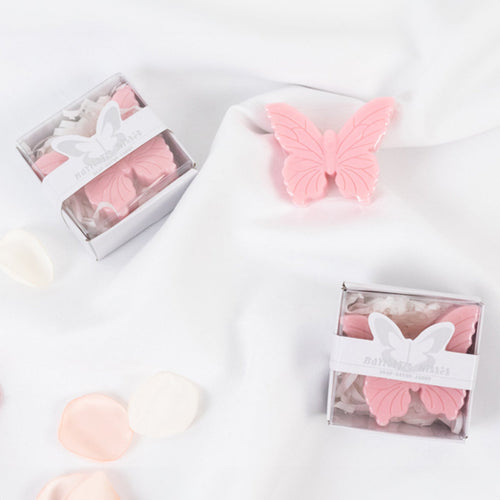 10 Pack Blush Butterfly Unscented Soap Baby Shower Favors with Gift Boxes, Pre - Packed Bridal Shower Wedding Souvenirs - 2" - Bell Racket Store