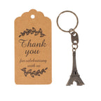 10 Pack Bronze Plastic Paris Eiffel Tower Keychain Wedding Favors, 4" Bridal Shower Party Souvenirs With Thank You Tag - Bell Racket Store