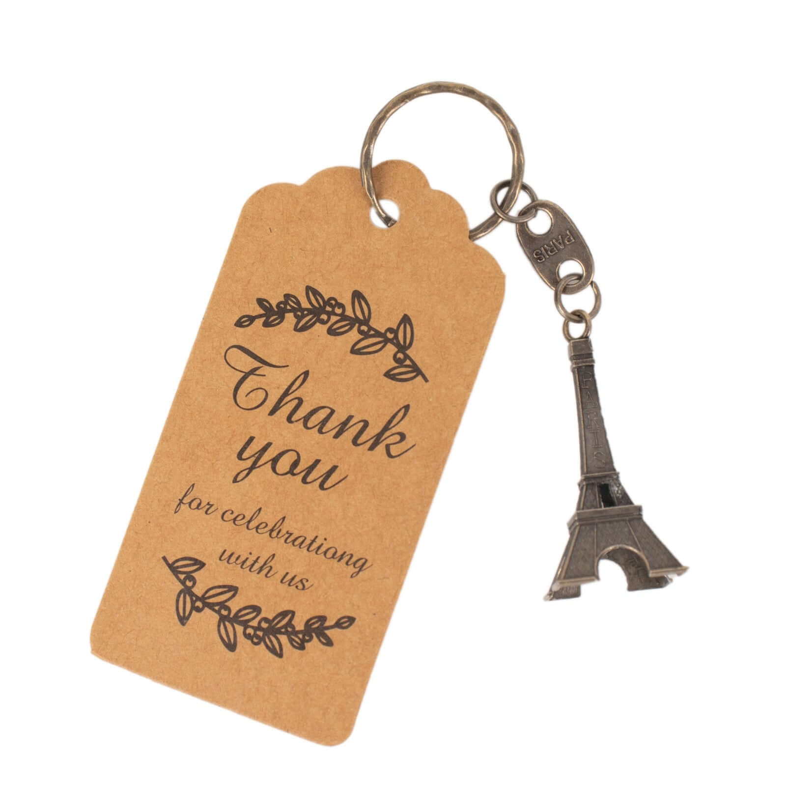 10 Pack Bronze Plastic Paris Eiffel Tower Keychain Wedding Favors, 4" Bridal Shower Party Souvenirs With Thank You Tag - Bell Racket Store
