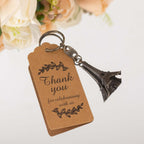 10 Pack Bronze Plastic Paris Eiffel Tower Keychain Wedding Favors, 4" Bridal Shower Party Souvenirs With Thank You Tag - Bell Racket Store