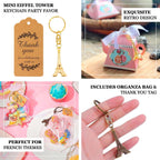 10 Pack Bronze Plastic Paris Eiffel Tower Keychain Wedding Favors, 4" Bridal Shower Party Souvenirs With Thank You Tag - Bell Racket Store