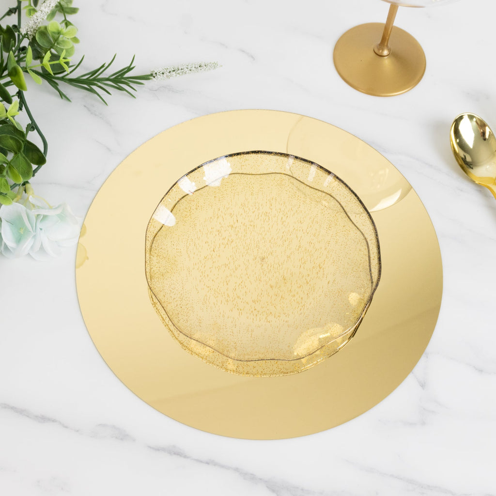 10 - Pack Candle Plate Centerpiece Bases Circle Acrylic Mirror Tray Gold Round - Event Decor 10" - Bell Racket Store