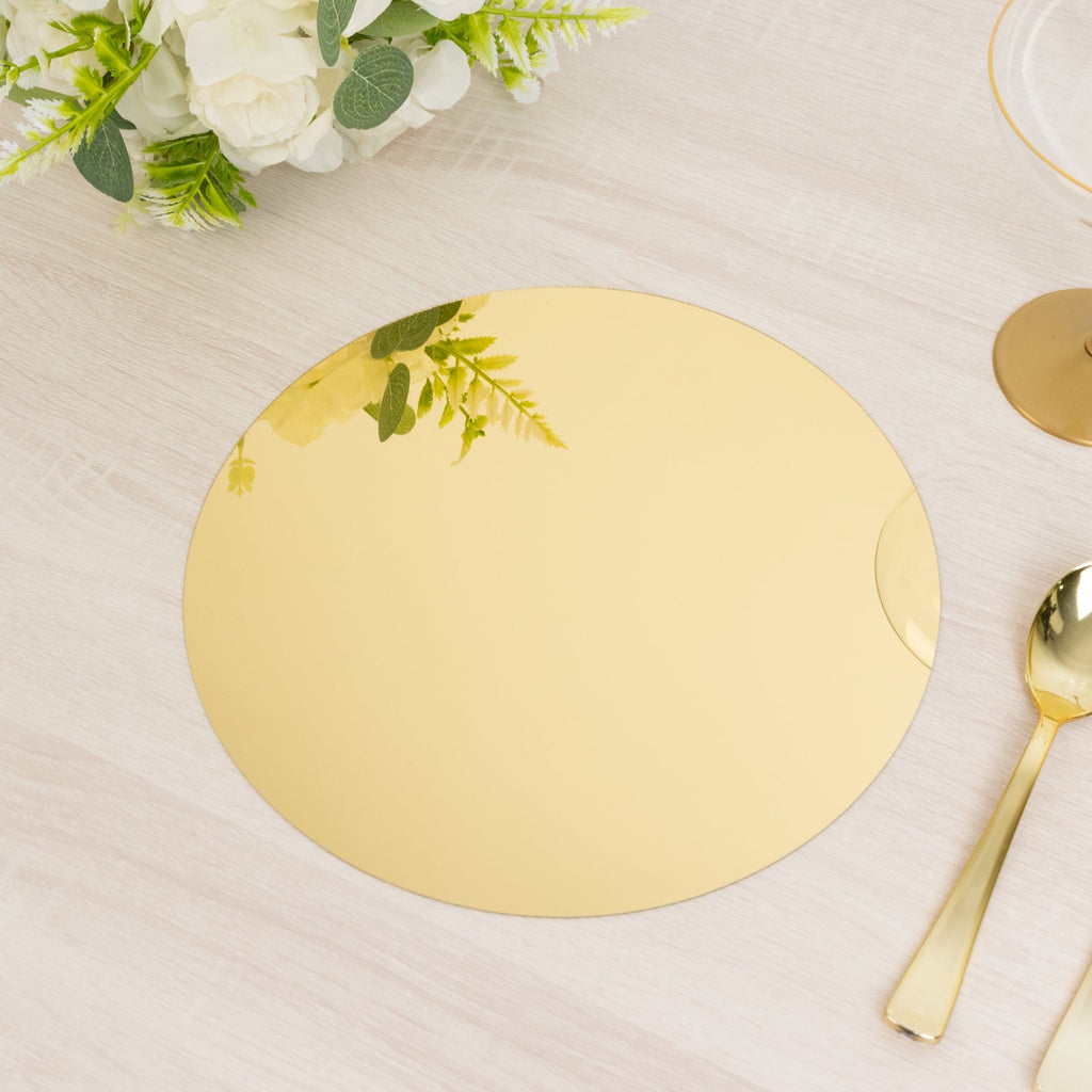 10 - Pack Candle Plate Centerpiece Bases Circle Acrylic Mirror Tray Gold Round - Event Decor 10" - Bell Racket Store