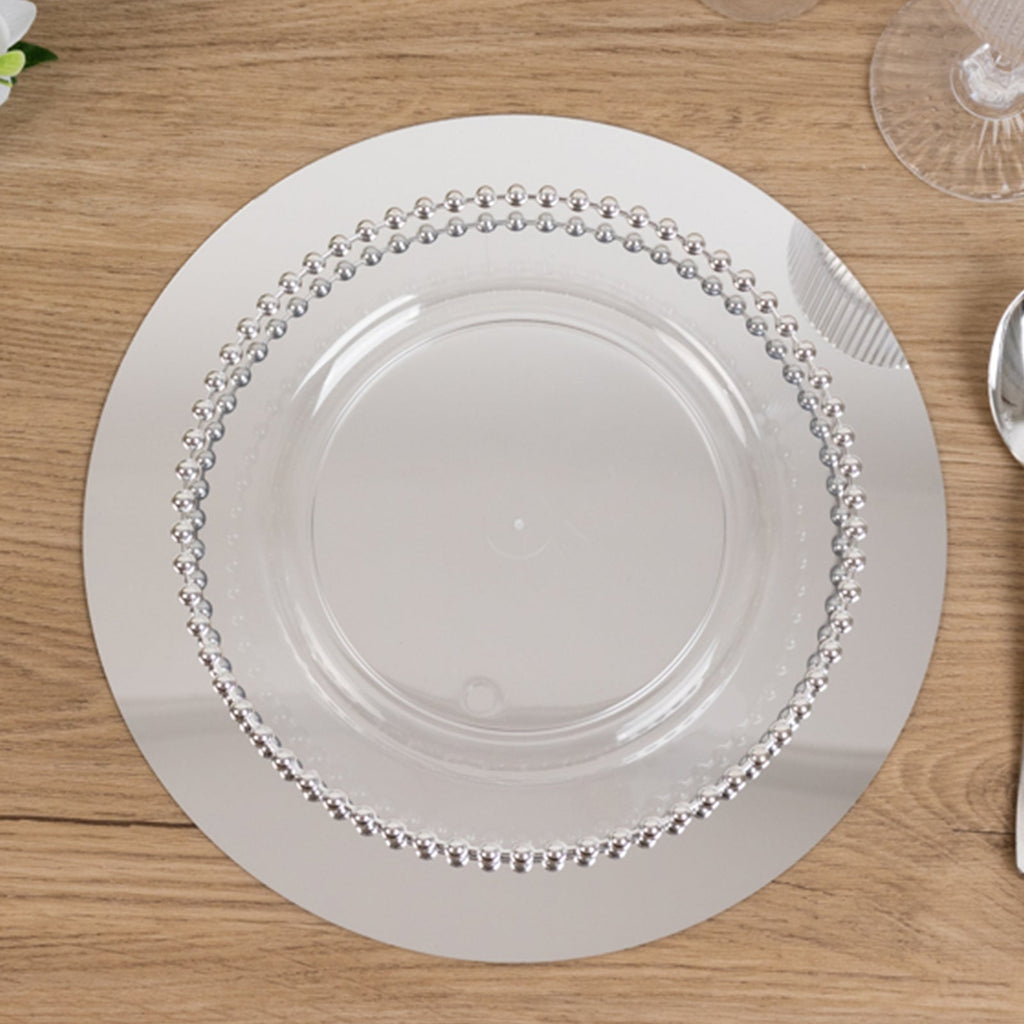 10 - Pack Candle Plate Centerpiece Bases Circle Acrylic Mirror Tray Silver Round - Event Decor 10" - Bell Racket Store