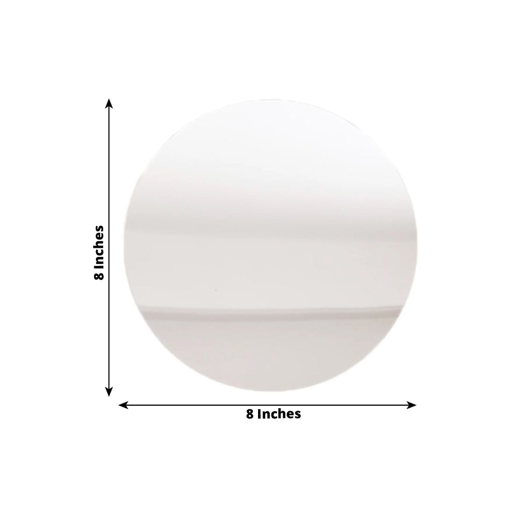 10 - Pack Candle Plate Centerpiece Bases Circle Acrylic Mirror Tray Silver Round - Event Decor 8" - Bell Racket Store