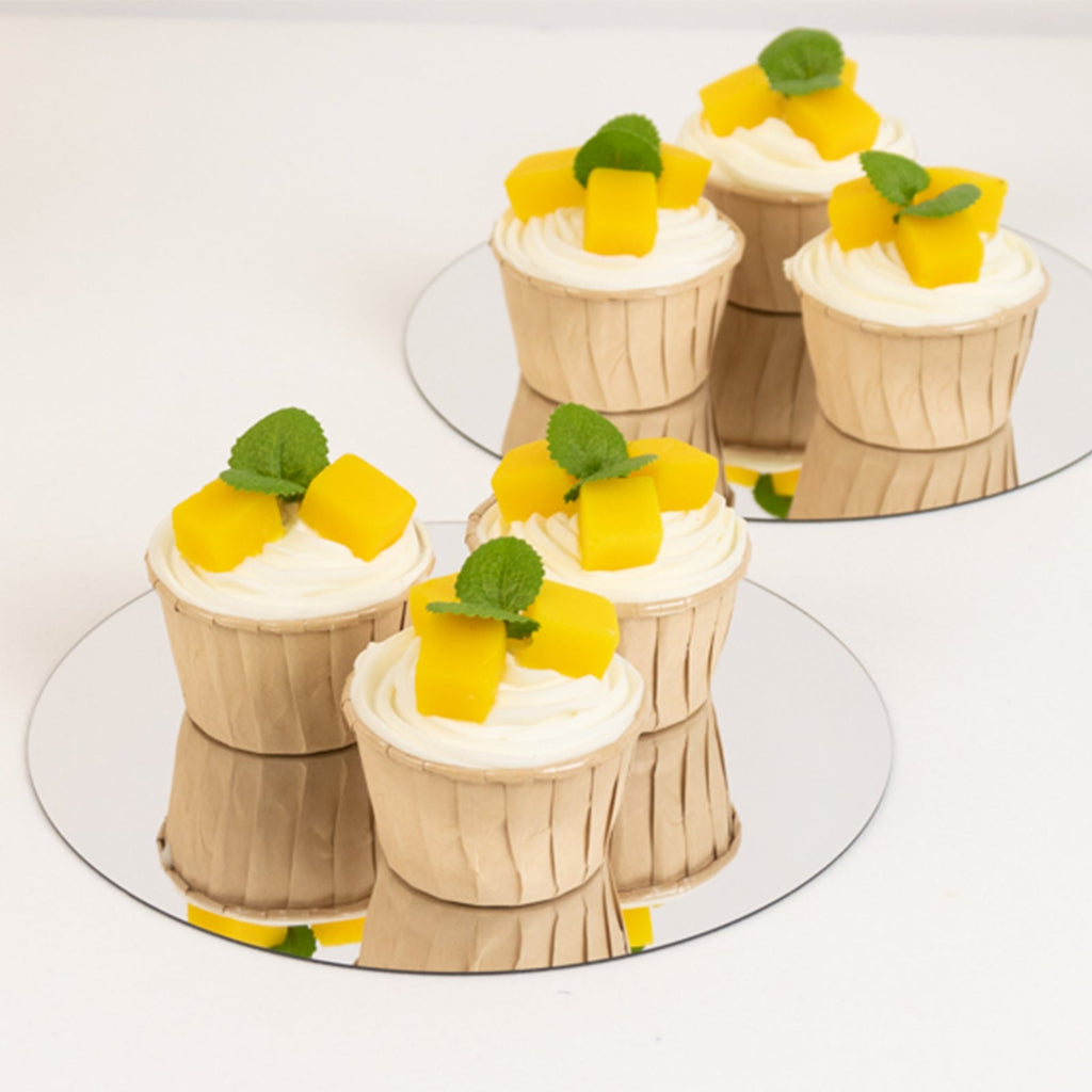 10 - Pack Candle Plate Centerpiece Bases Circle Acrylic Mirror Tray Silver Round - Event Decor 8" - Bell Racket Store