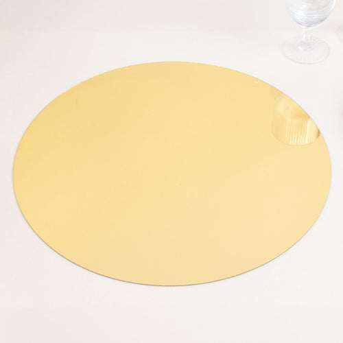 10 - Pack Candle Plate Circle Acrylic Mirror Tray Gold Round - Event Display Decor 16" - Bell Racket Store