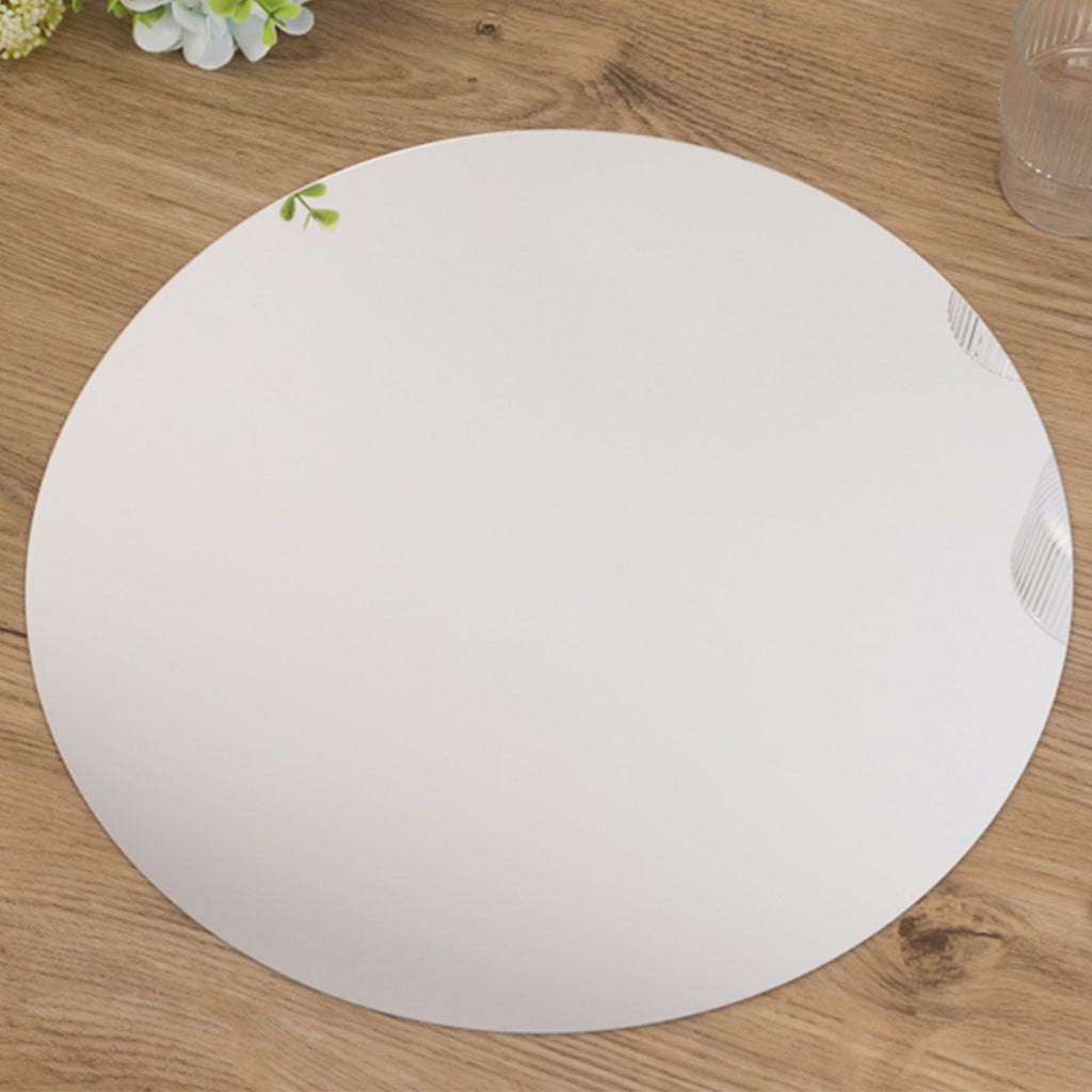 10 - Pack Candle Plate Circle Acrylic Mirror Tray Silver Round - Event Centerpiece Decor 14" - Bell Racket Store