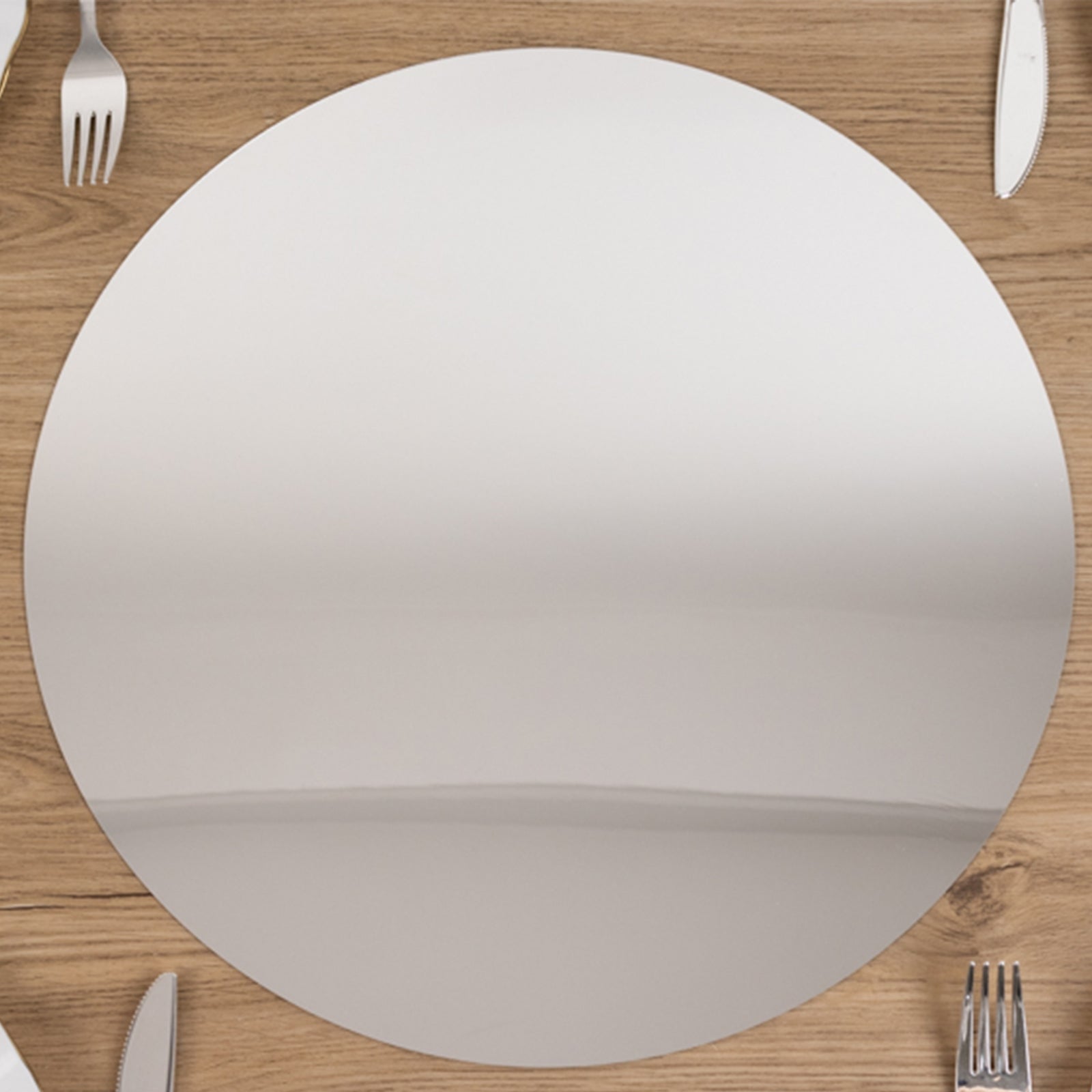 10 - Pack Candle Plate Circle Acrylic Mirror Tray Silver Round - Event Display Decor 16" - Bell Racket Store