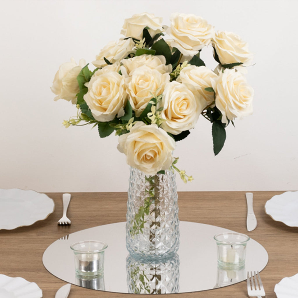 10 - Pack Candle Plate Circle Acrylic Mirror Tray Silver Round - Event Display Decor 16" - Bell Racket Store