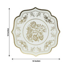 10 Pack Cardboard Paper Table Mats with White Gold Damask Floral Pattern, 13" Round Disposable Placemats with Scalloped Rim - 400 GSM - Bell Racket Store
