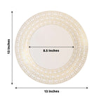 10 - Pack Cardstock Paper Charger Plates in White with Gold Basketweave Pattern Rim - 650GSM Cardboard Placemats for Weddings & Banquets 13" - Bell Racket Store