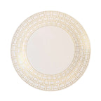 10 - Pack Cardstock Paper Charger Plates in White with Gold Basketweave Pattern Rim - 650GSM Cardboard Placemats for Weddings & Banquets 13" - Bell Racket Store