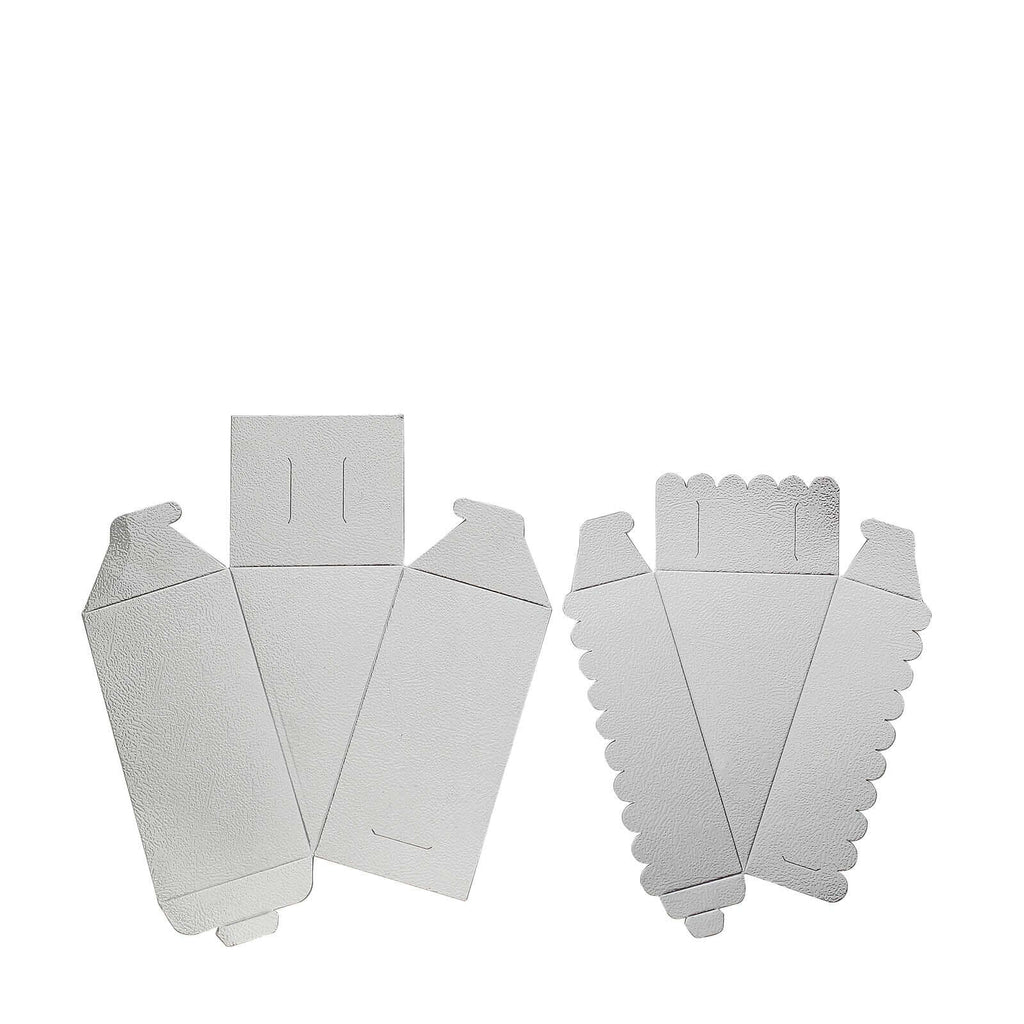 10 - Pack Cardstock Triangle Cake Slice Boxes Metallic Silver with Scalloped Top - Decorative Takeaway Dessert Containers for Pie Snacks & Party Favors 5"x3" - Bell Racket Store