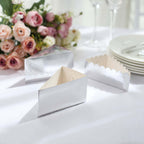 10-Pack Cardstock Triangle Cake Slice Boxes Silver with Scalloped Top 4"x2.5"