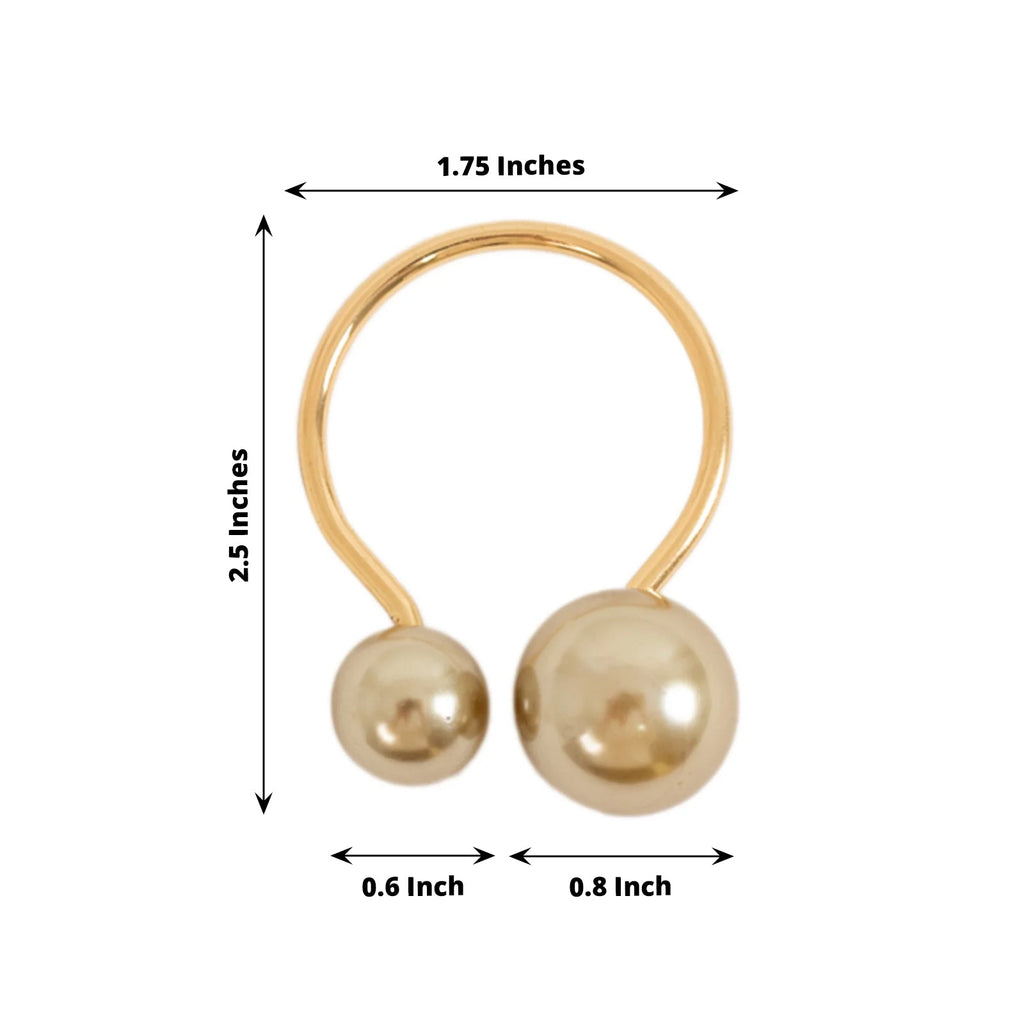 10 Pack Champagne Pearl Metal Napkin Holders Dining Table Decor, Elegant Round Wedding Napkin Rings - 2.5" - Bell Racket Store