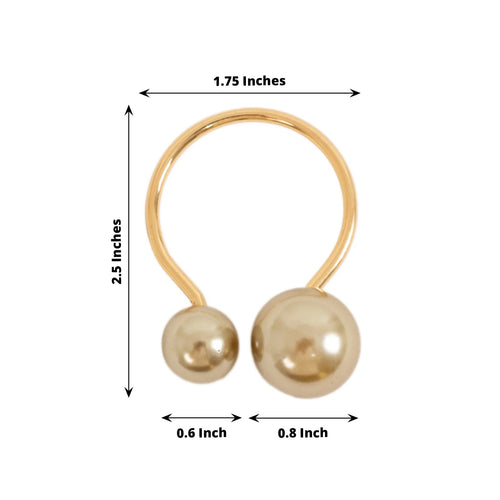 10 Pack Champagne Pearl Metal Napkin Holders Dining Table Decor, Elegant Round Wedding Napkin Rings - 2.5" - Bell Racket Store