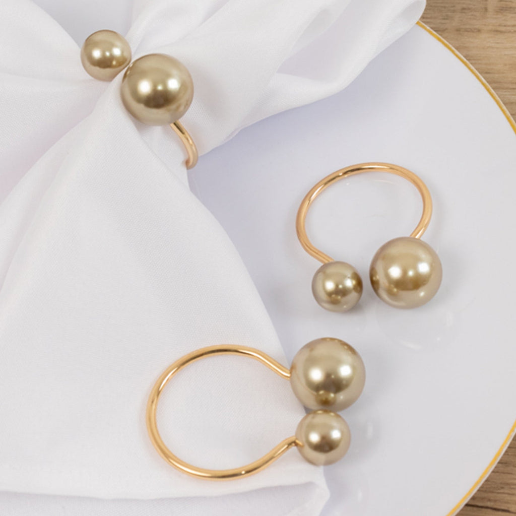 10 Pack Champagne Pearl Metal Napkin Holders Dining Table Decor, Elegant Round Wedding Napkin Rings - 2.5" - Bell Racket Store