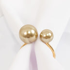 10 Pack Champagne Pearl Metal Napkin Holders Dining Table Decor, Elegant Round Wedding Napkin Rings - 2.5" - Bell Racket Store