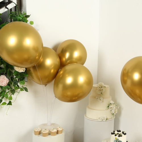 10 Pack Chrome Gold Biodegradable Latex Balloons 18", Thick Eco Friendly Metallic Party Balloons - Bell Racket Store