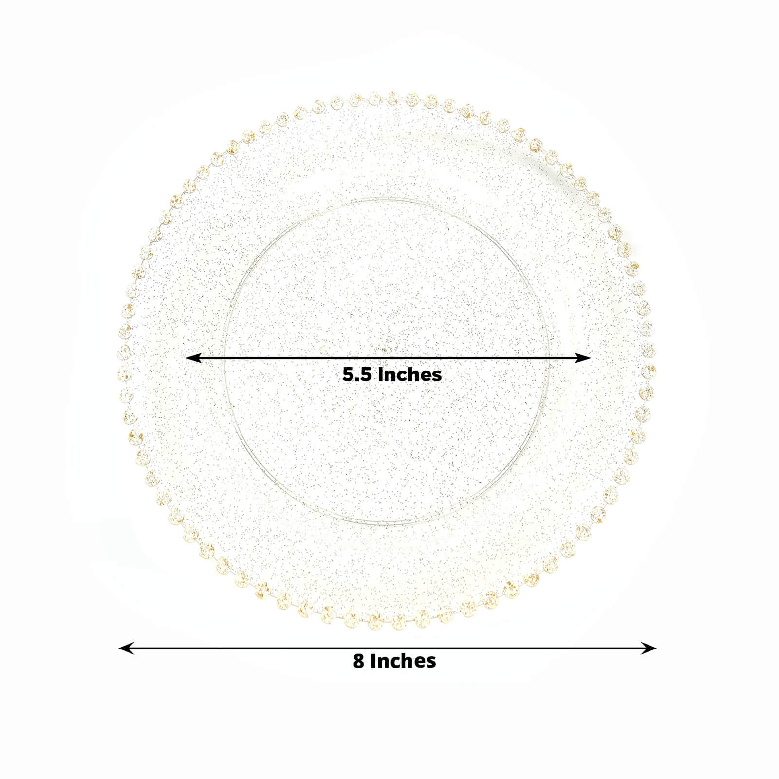 10 - Pack Clear Gold Glittered Plastic Dessert Plates â€“ 8" Round with Beaded Rim, Disposable for Parties & Events - Bell Racket Store
