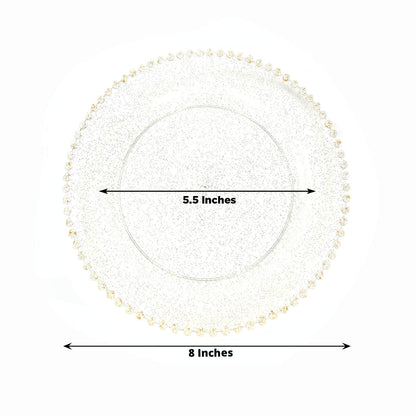 10 - Pack Clear Gold Glittered Plastic Dessert Plates â€“ 8" Round with Beaded Rim, Disposable for Parties & Events - Bell Racket Store