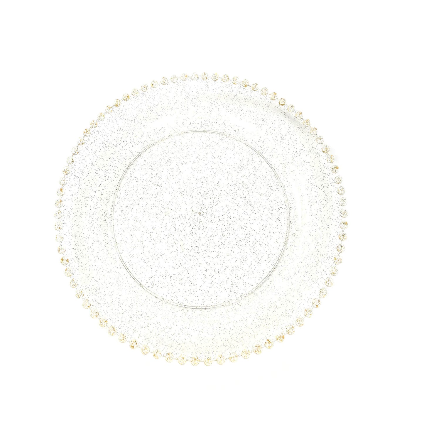10 - Pack Clear Gold Glittered Plastic Dessert Plates â€“ 8" Round with Beaded Rim, Disposable for Parties & Events - Bell Racket Store