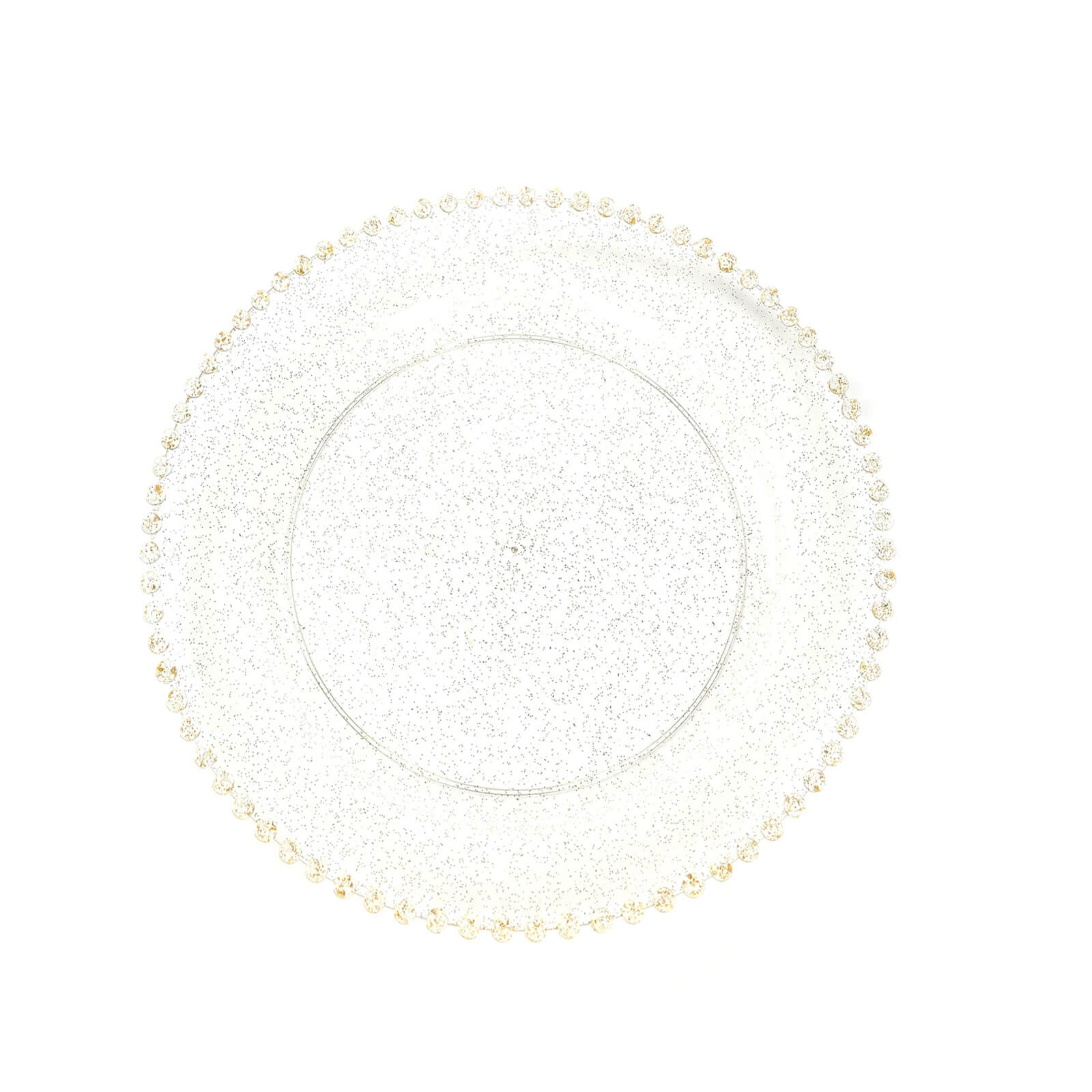 10 - Pack Clear Gold Glittered Plastic Dessert Plates â€“ 8" Round with Beaded Rim, Disposable for Parties & Events - Bell Racket Store