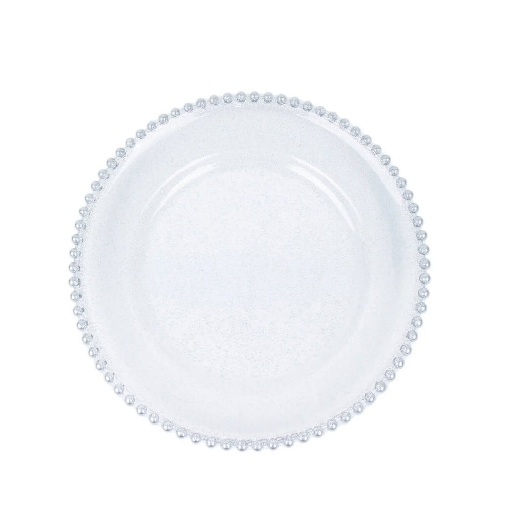 10 - Pack Clear Silver Glittered Plastic Dessert Plates â€“ 8" Round with Beaded Rim, Disposable for Parties & Events - Bell Racket Store