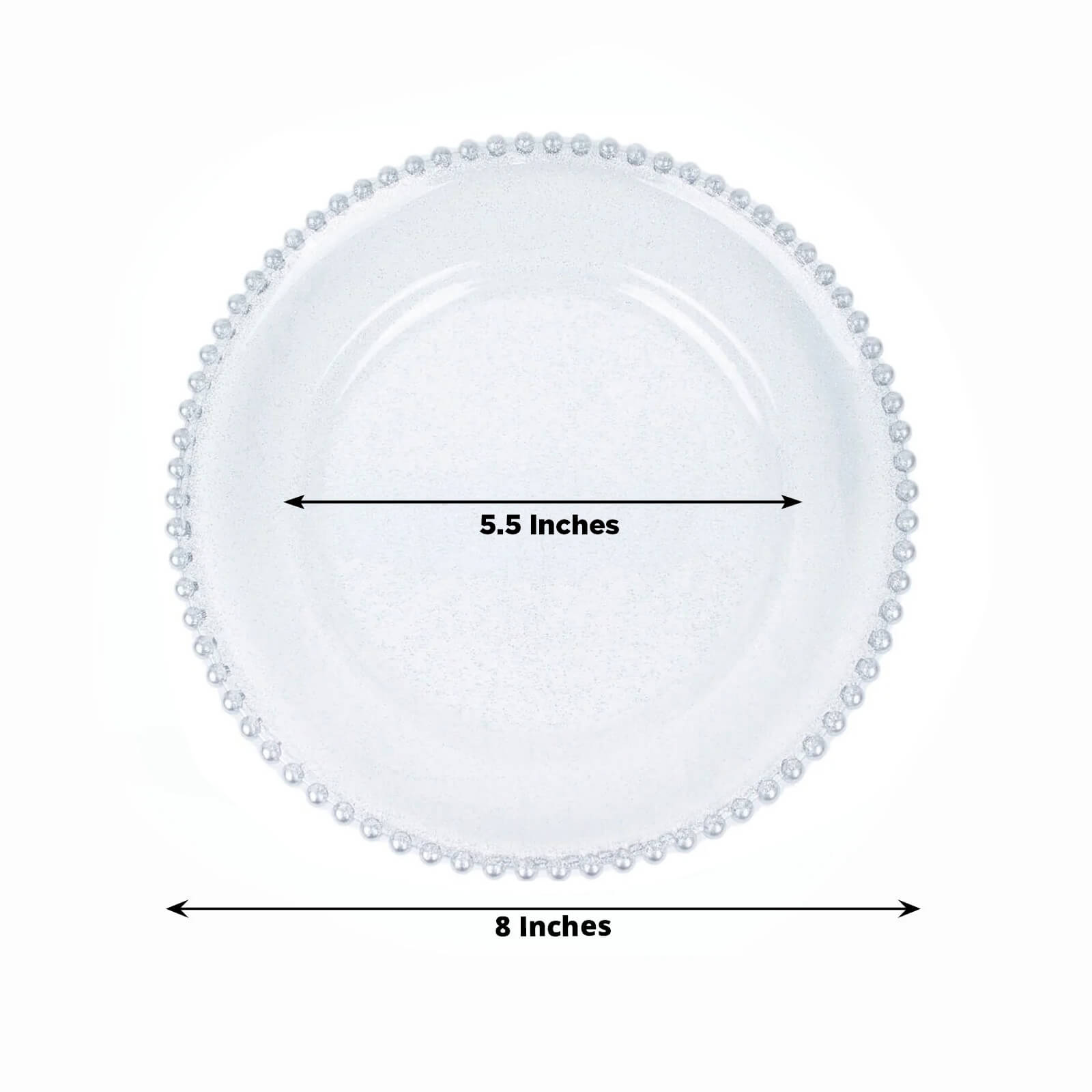 10 - Pack Clear Silver Glittered Plastic Dessert Plates â€“ 8" Round with Beaded Rim, Disposable for Parties & Events - Bell Racket Store