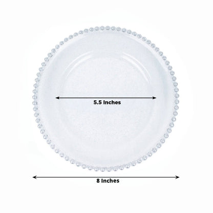 10 - Pack Clear Silver Glittered Plastic Dessert Plates â€“ 8" Round with Beaded Rim, Disposable for Parties & Events - Bell Racket Store