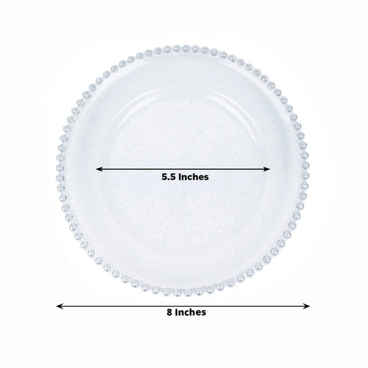 10 - Pack Clear Silver Glittered Plastic Dessert Plates â€“ 8" Round with Beaded Rim, Disposable for Parties & Events - Bell Racket Store