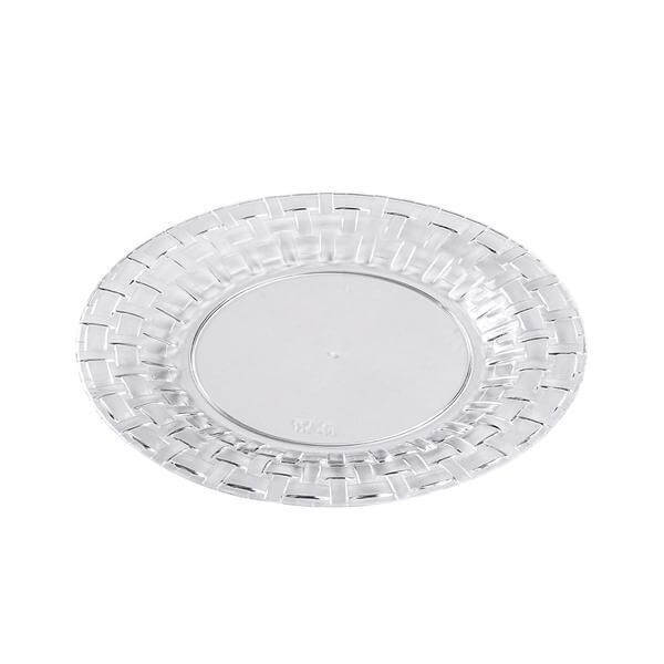 10 - Pack Dessert Plates Basketweave Rim Design Clear - Plastic Disposable Salad Plates for Parties 7" - NestOCart