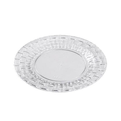 10 - Pack Dessert Plates Basketweave Rim Design Clear - Plastic Disposable Salad Plates for Parties 7" - NestOCart