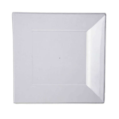 10 - Pack Dessert Plates Square Design with Wide Rim Glossy Clear - Plastic Disposable Plates for Events 6" - NestOCart