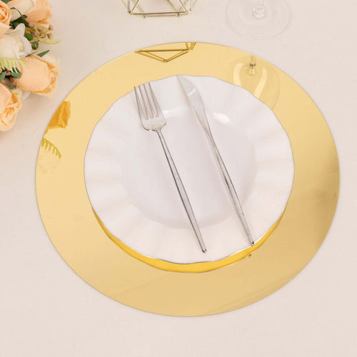 10 - Pack Dining Plate Chargers Decorative Acrylic Mirror Gold Round - Lightweight Event Display 13" - Bell Racket Store