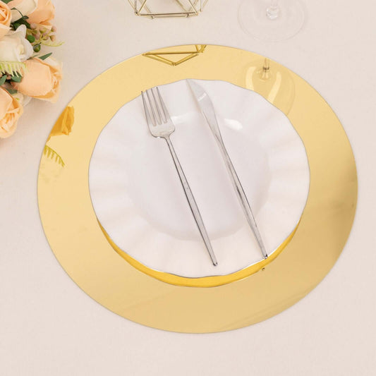10 - Pack Dining Plate Chargers Decorative Acrylic Mirror Gold Round - Lightweight Event Display 13" - Bell Racket Store