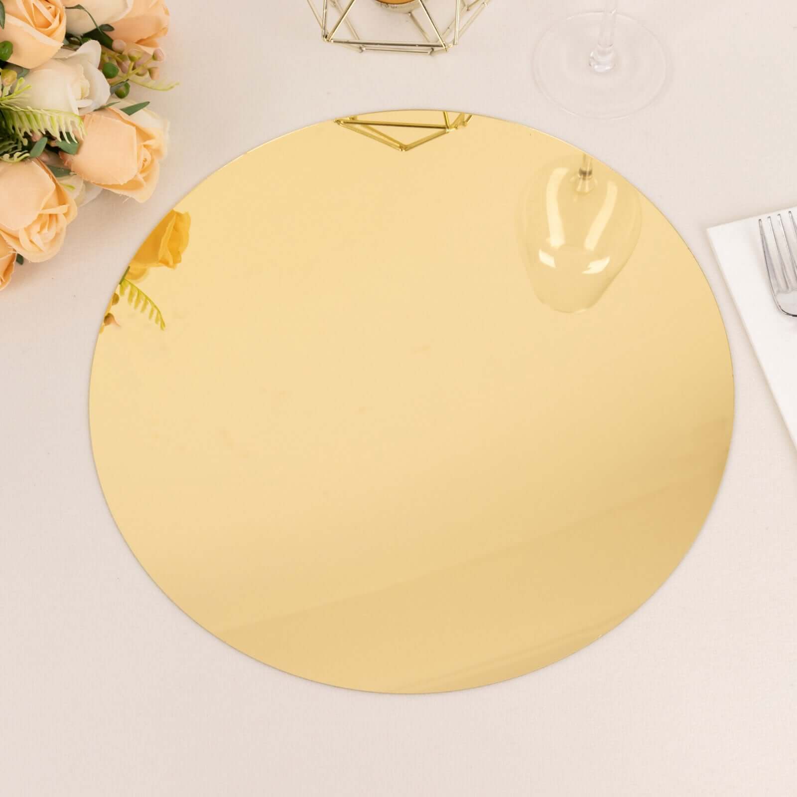 10 - Pack Dining Plate Chargers Decorative Acrylic Mirror Gold Round - Lightweight Event Display 13" - Bell Racket Store