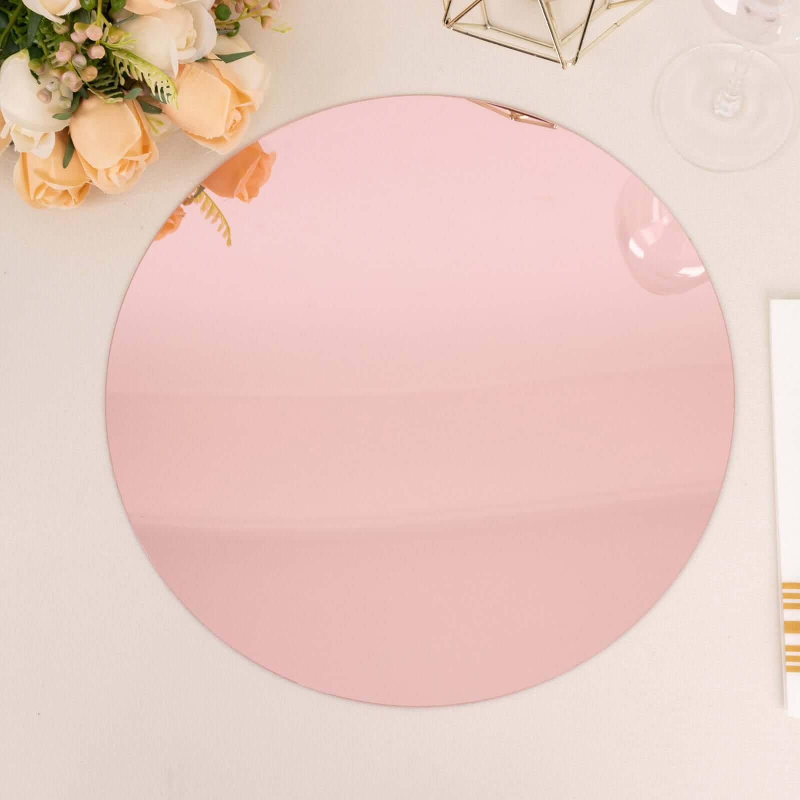10 - Pack Dining Plate Chargers Decorative Acrylic Mirror Rose Gold Round - Lightweight Event Display 13" - Bell Racket Store