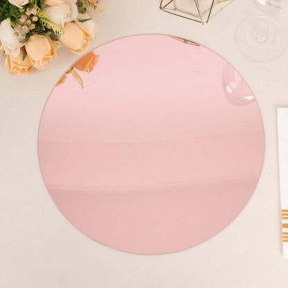 10 - Pack Dining Plate Chargers Decorative Acrylic Mirror Rose Gold Round - Lightweight Event Display 13" - Bell Racket Store