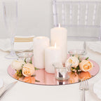 10 - Pack Dining Plate Chargers Decorative Acrylic Mirror Rose Gold Round - Lightweight Event Display 13" - Bell Racket Store