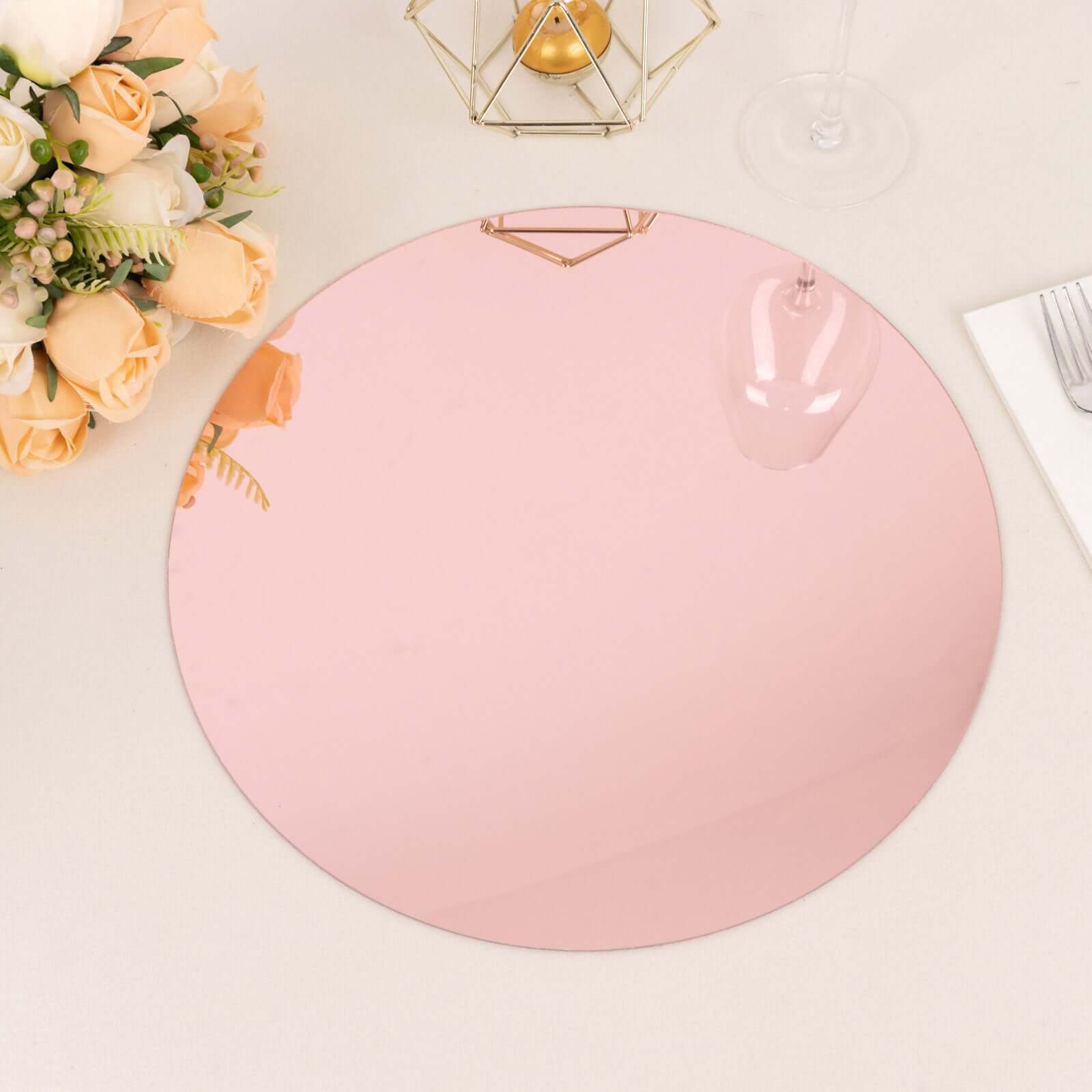 10 - Pack Dining Plate Chargers Decorative Acrylic Mirror Rose Gold Round - Lightweight Event Display 13" - Bell Racket Store