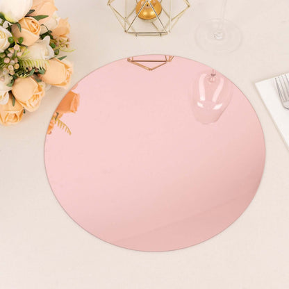 10 - Pack Dining Plate Chargers Decorative Acrylic Mirror Rose Gold Round - Lightweight Event Display 13" - Bell Racket Store