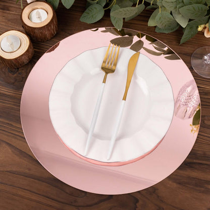 10 - Pack Dining Plate Chargers Decorative Acrylic Mirror Rose Gold Round - Lightweight Event Display 13" - Bell Racket Store