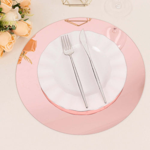 10 - Pack Dining Plate Chargers Decorative Acrylic Mirror Rose Gold Round - Lightweight Event Display 13" - Bell Racket Store