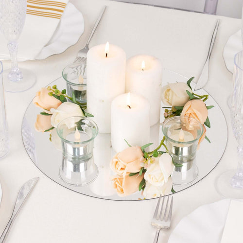 10 - Pack Dining Plate Chargers Decorative Acrylic Mirror Silver Round - Lightweight Event Display 13" - Bell Racket Store