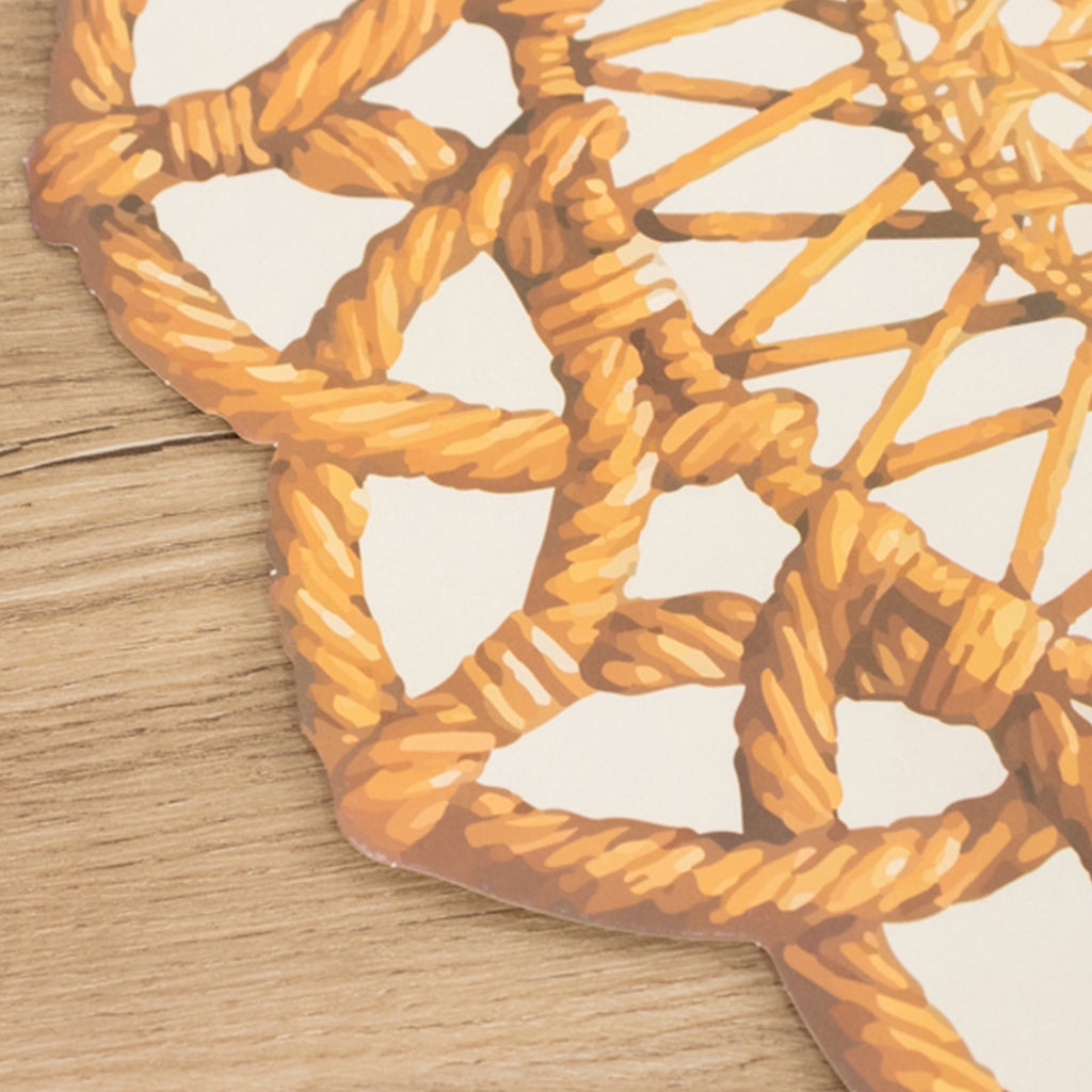 10 - Pack Disposable Table Placemats in Brown with Die - Cut Rattan Weave Print - Large Rustic Farmhouse Scalloped Rim Floral Paper Placemats 16" - Bell Racket Store