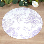 10 - Pack Disposable Table Placemats in French Toile Print 13" in White/Matte Lavender - Chic Floral Cardboard Placemats for Stylish Table Setting - Bell Racket Store