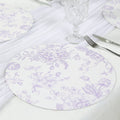 10 - Pack Disposable Table Placemats in French Toile Print 13" in White/Matte Lavender - Chic Floral Cardboard Placemats for Stylish Table Setting - Bell Racket Store