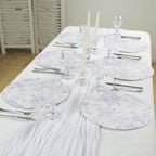 10 - Pack Disposable Table Placemats in French Toile Print 13" in White/Matte Lavender - Chic Floral Cardboard Placemats for Stylish Table Setting - Bell Racket Store